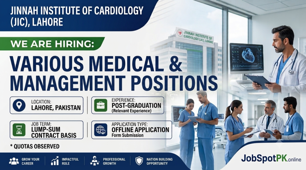 Jinnah Institute of Cardiology Jobs 2026
