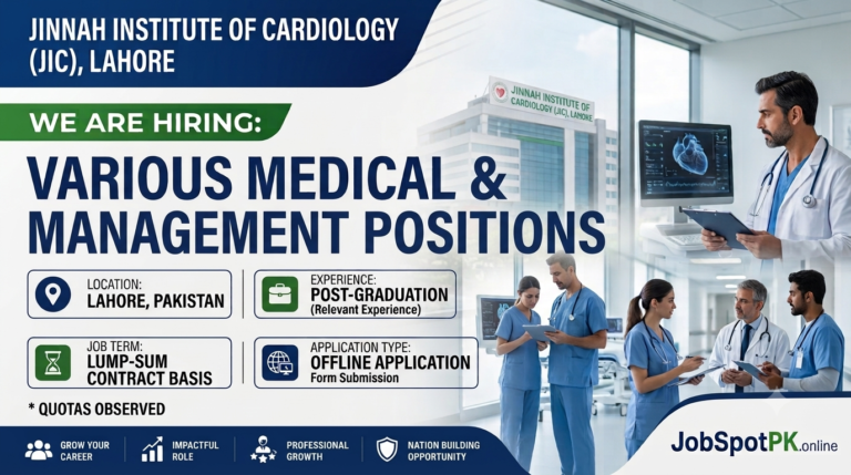 Jinnah Institute of Cardiology Jobs 2026