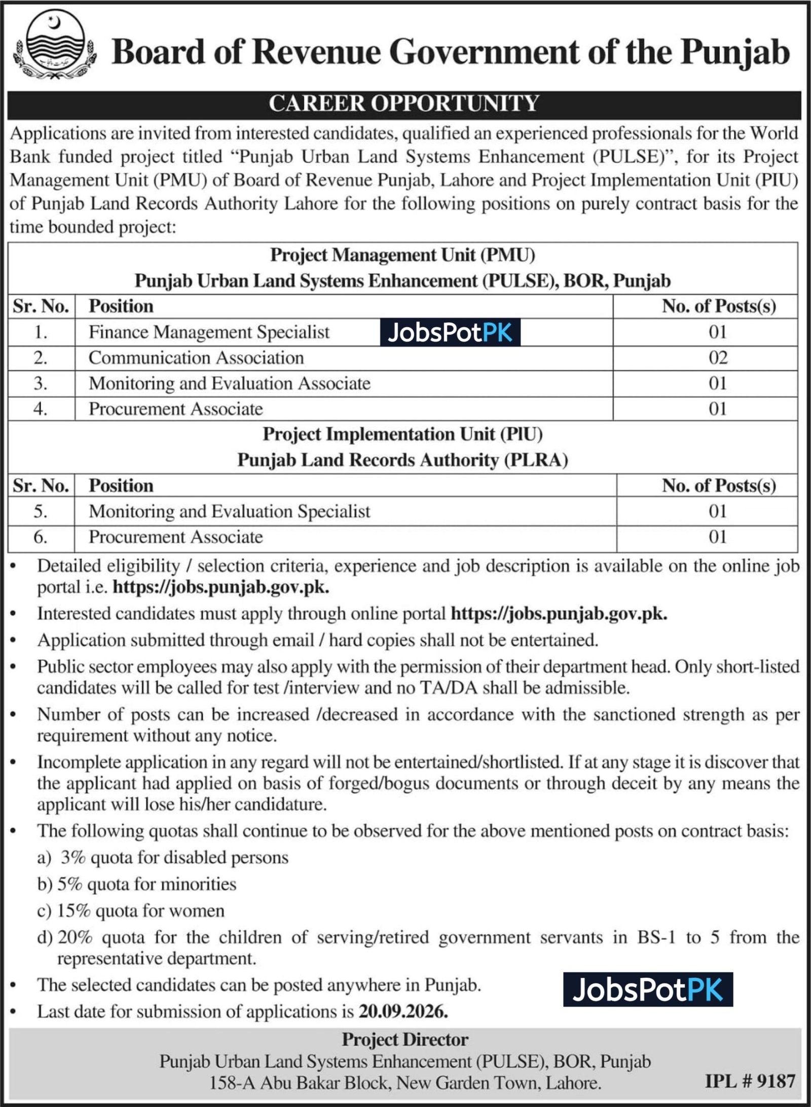 Board of Revenue PULSE project jobs 2026 