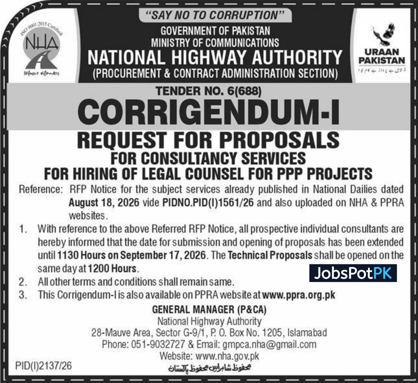 National Highway Authority Jobs 2026