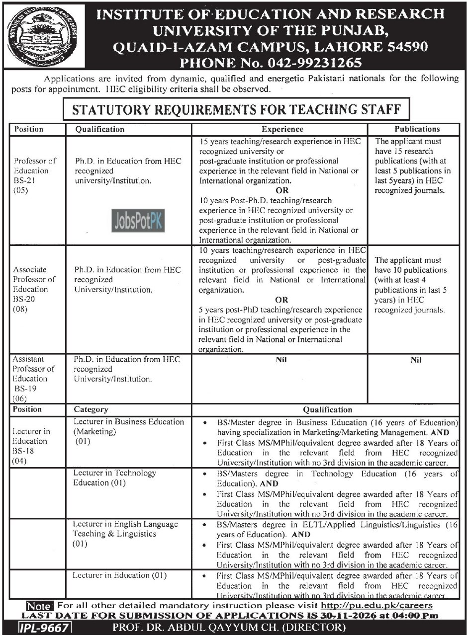  Institute of Education and Research IER Jobs 2026
