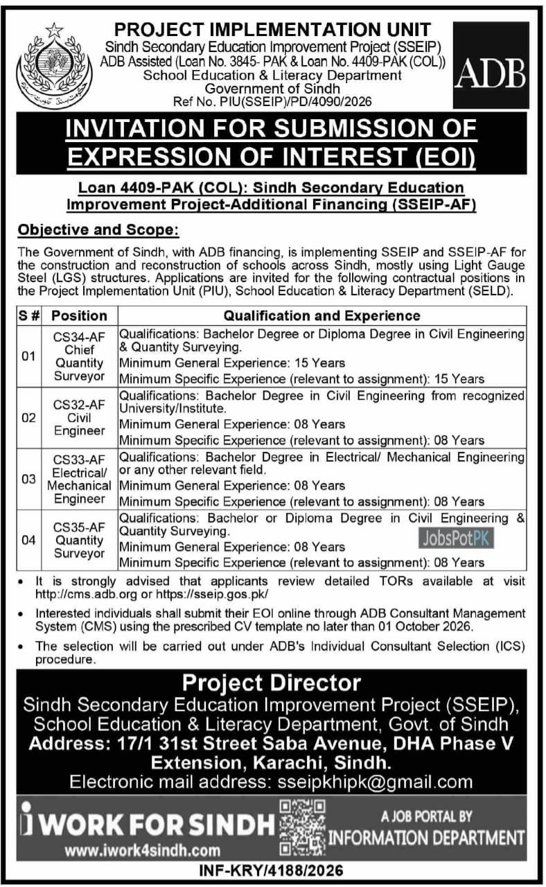 Sindh SSEIP Jobs 2026