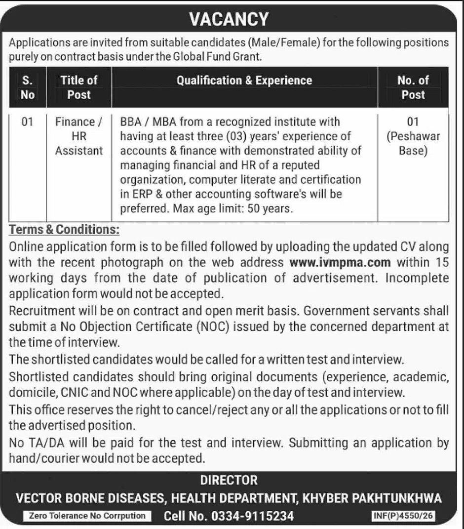  Health Department KPK jobs 2026