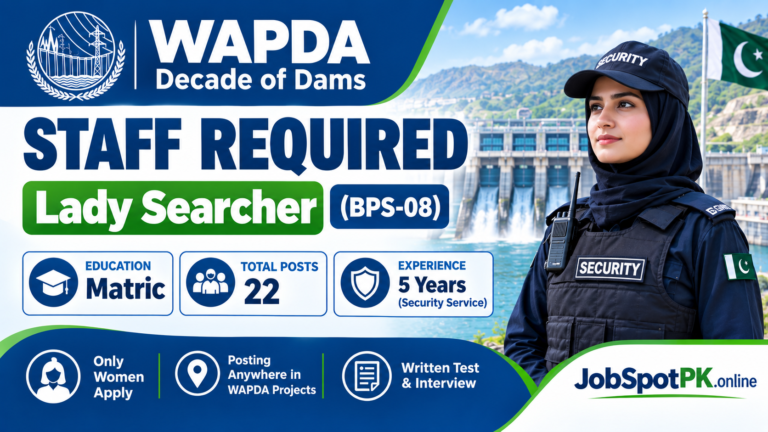 WAPDA Lady Searcher Jobs 2026