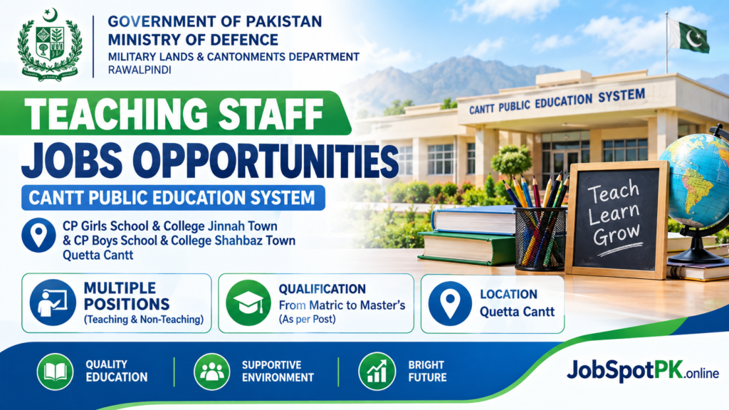 Cantt Public Education System jobs 2026