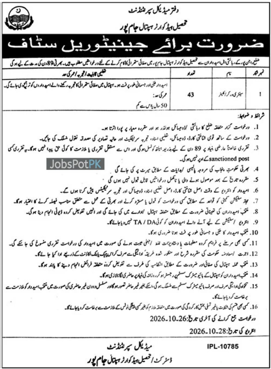 THQ Hospital Jam Pur Jobs 2026