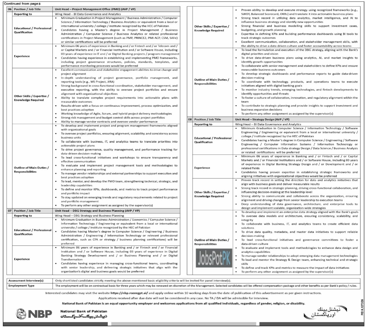 National Bank of Pakistan NBP Jobs 2026