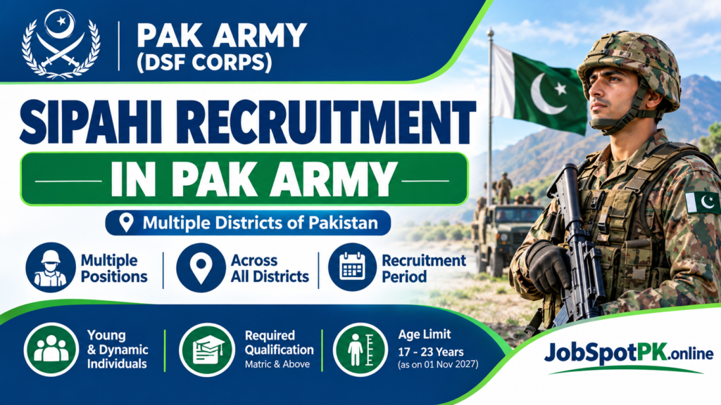 Pak Army DSF Core Soldier Jobs 2026 – Are Available & Apply Now!