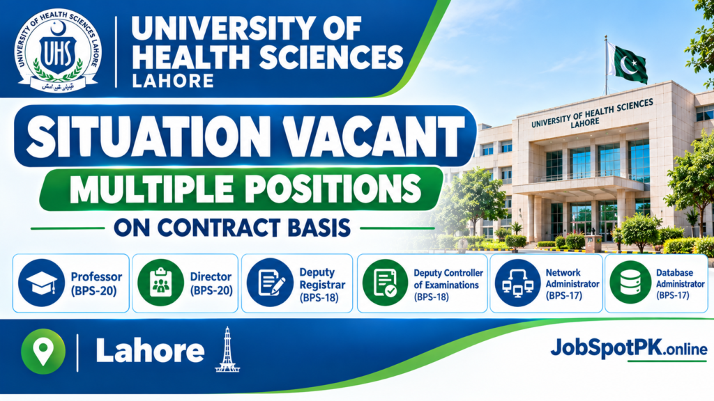 University of Health Sciences Lahore Jobs 2026 – Are Available Apply Now!